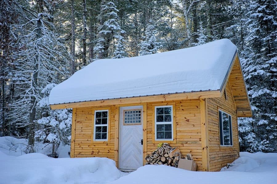Cabin during winter; how to winterize your water softener.