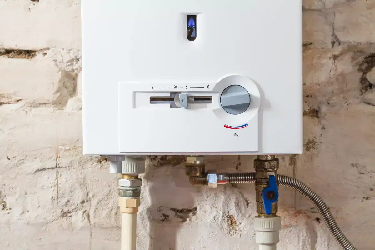 long lasting gas heater installed on wall of boiler room