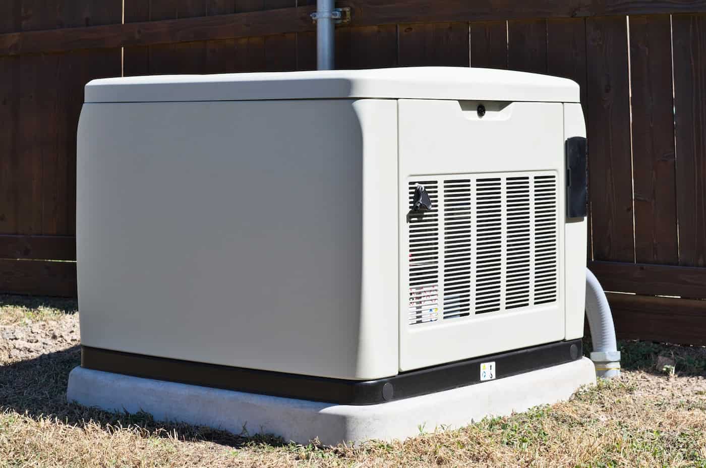 New White Backup Generator In Yard