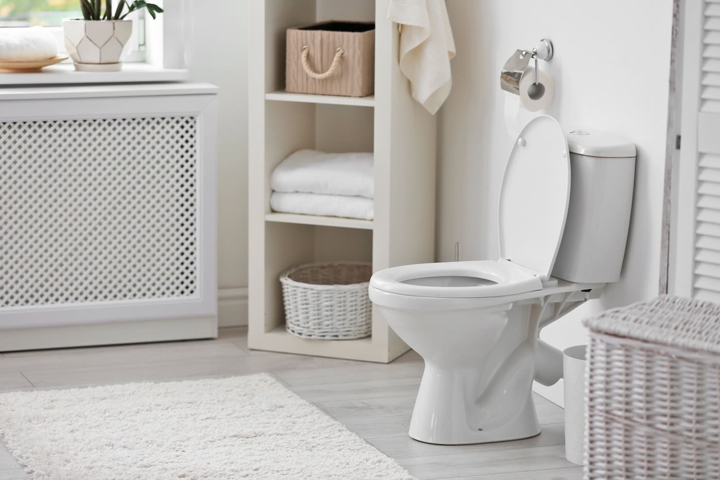 Toilet Bowl In Modern Bathroom Interior
