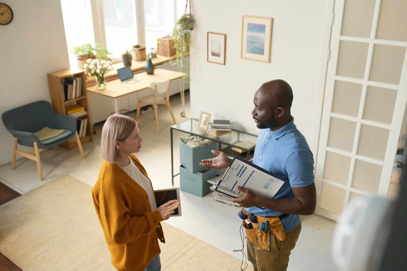Bearded Black Man Working In Home Repairs