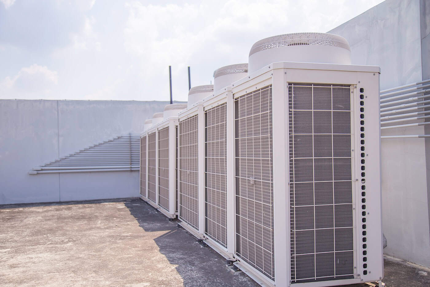 System Of Central Conditioning Set On The Roof Of The Building