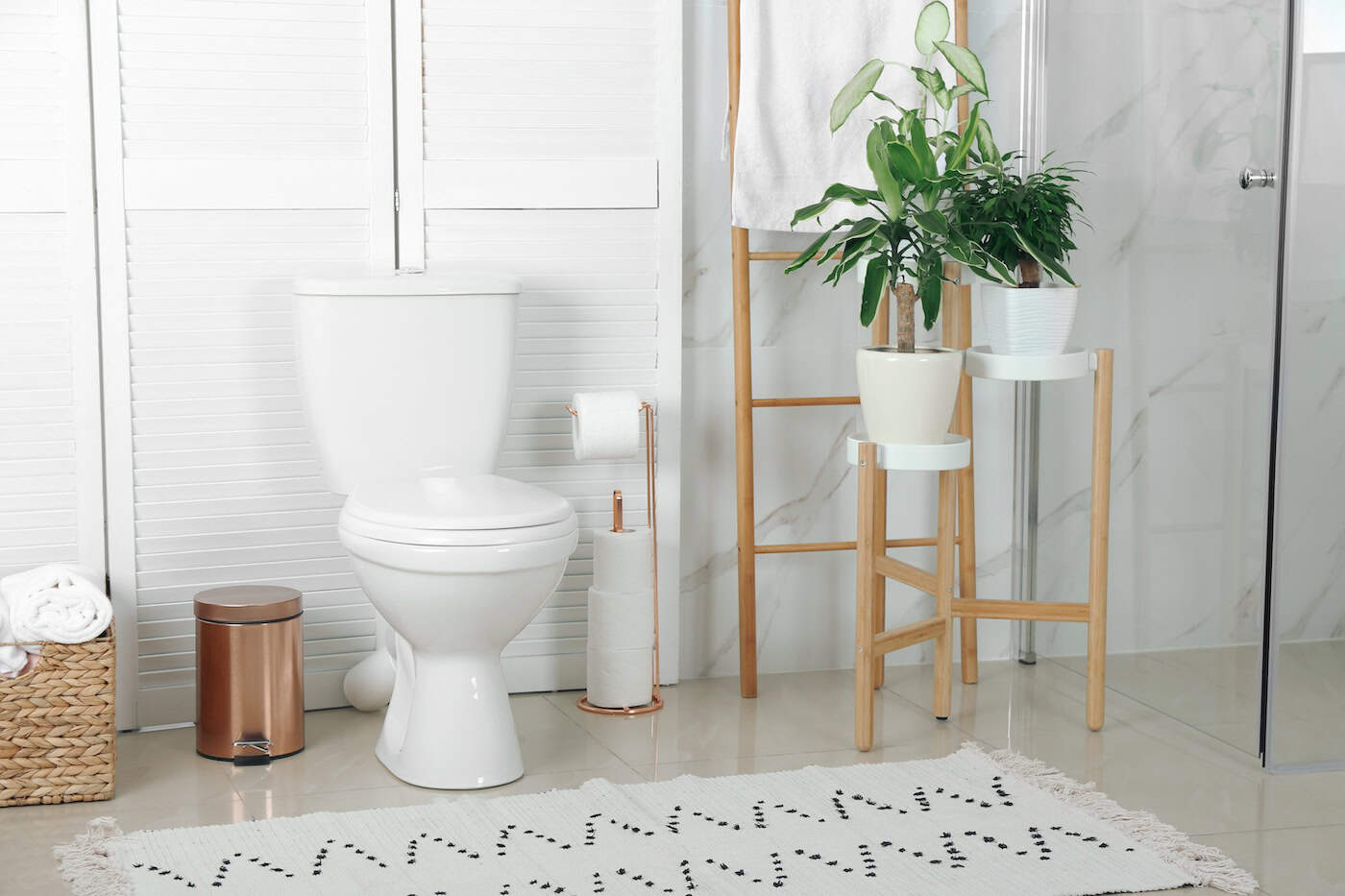 Stylish Toilet Bowl In Modern Bathroom Interior