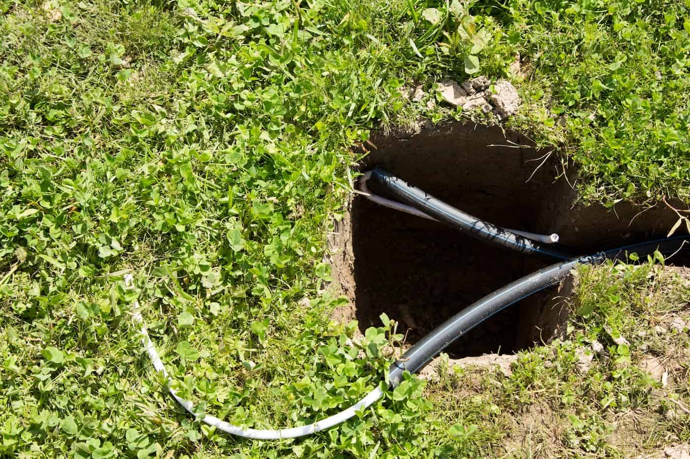 Electric Cable In Pipes In The Pit