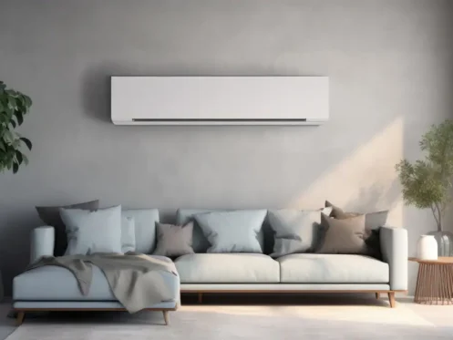 Ductless AC unit inside on a wall