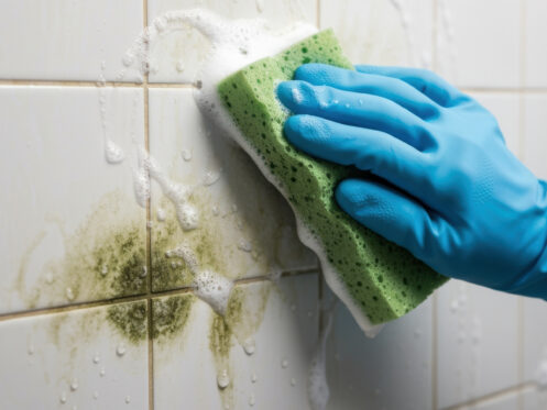 blue/green bathroom stains