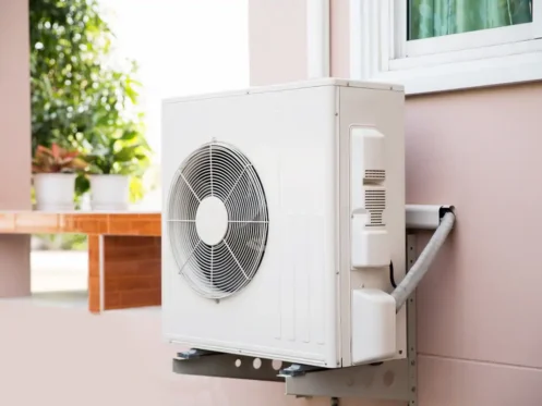 Heat pump installed outside