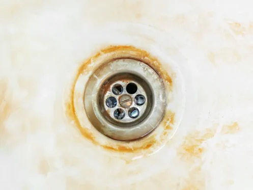 Close up of a rusty drain
