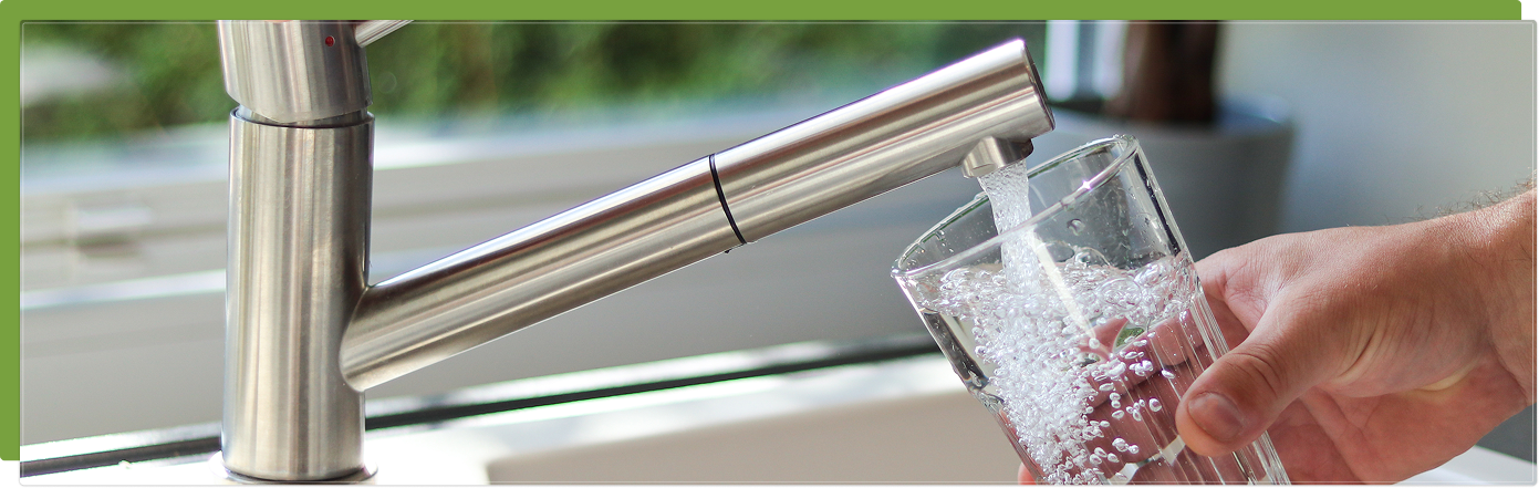 water glass being filled